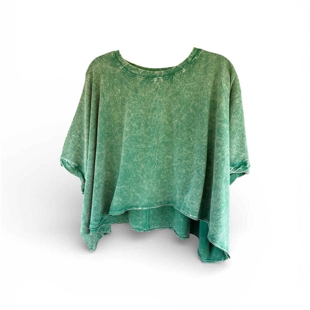 Zenana Acid Washed Kelly Green Boxy Women's Top